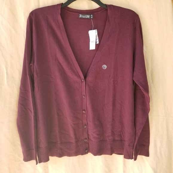 Jewel Button Cardigan (Burgundy) - Picture 5 of 9